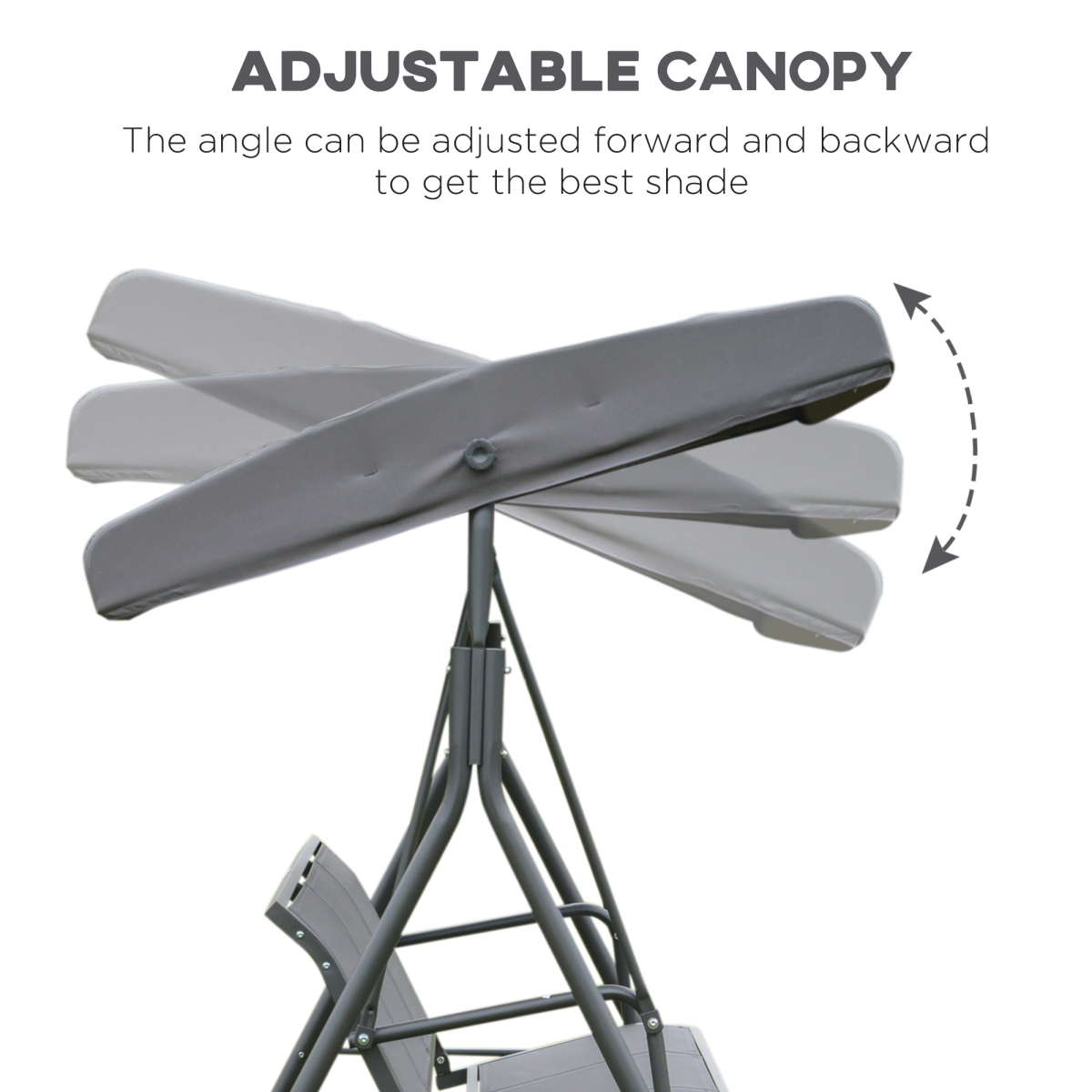 3 Seater Garden Swing Chair Grey Hammock Canopy Patio Outdoor Bench