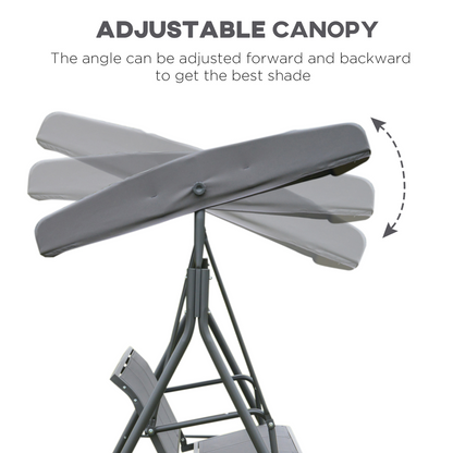 3 Seater Garden Swing Chair Grey Hammock Canopy Patio Outdoor Bench