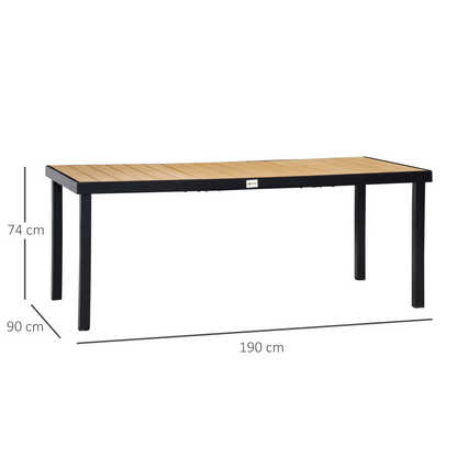 Outsunny Garden Dining Table for 8, Aluminium Frame for Patio, Natural
