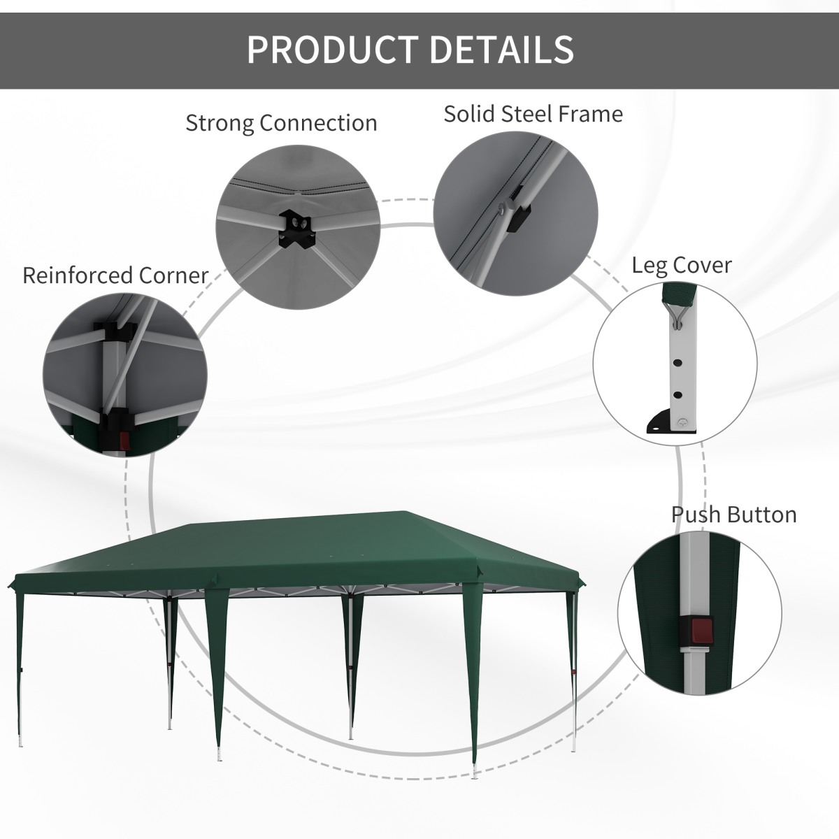 Outsunny 6 x 3(m) Pop Up Gazebo Patio Party Event Heavy Duty Canopy Green