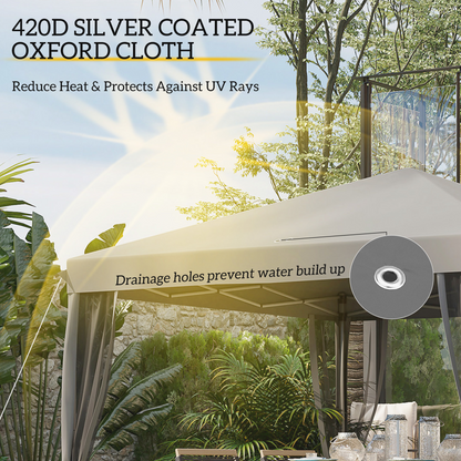 Heavy Duty Pop Up Gazebo with Removable Mesh Sidewall Netting Gray