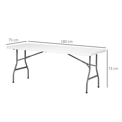 Outsunny Folding Garden Table, Patio Table with Metal Frame, White