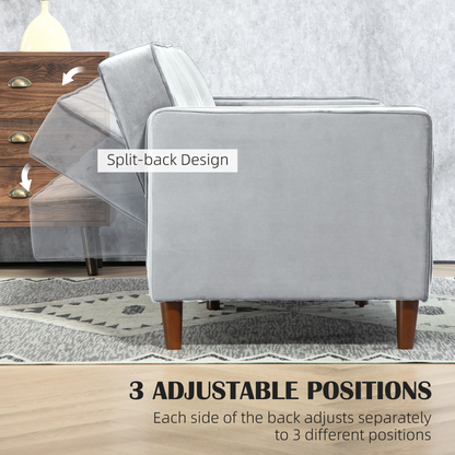 HOMCOM Convertible Sofa Futon Velvet-Touch Tufted Couch Sofa Bed Split Back Grey