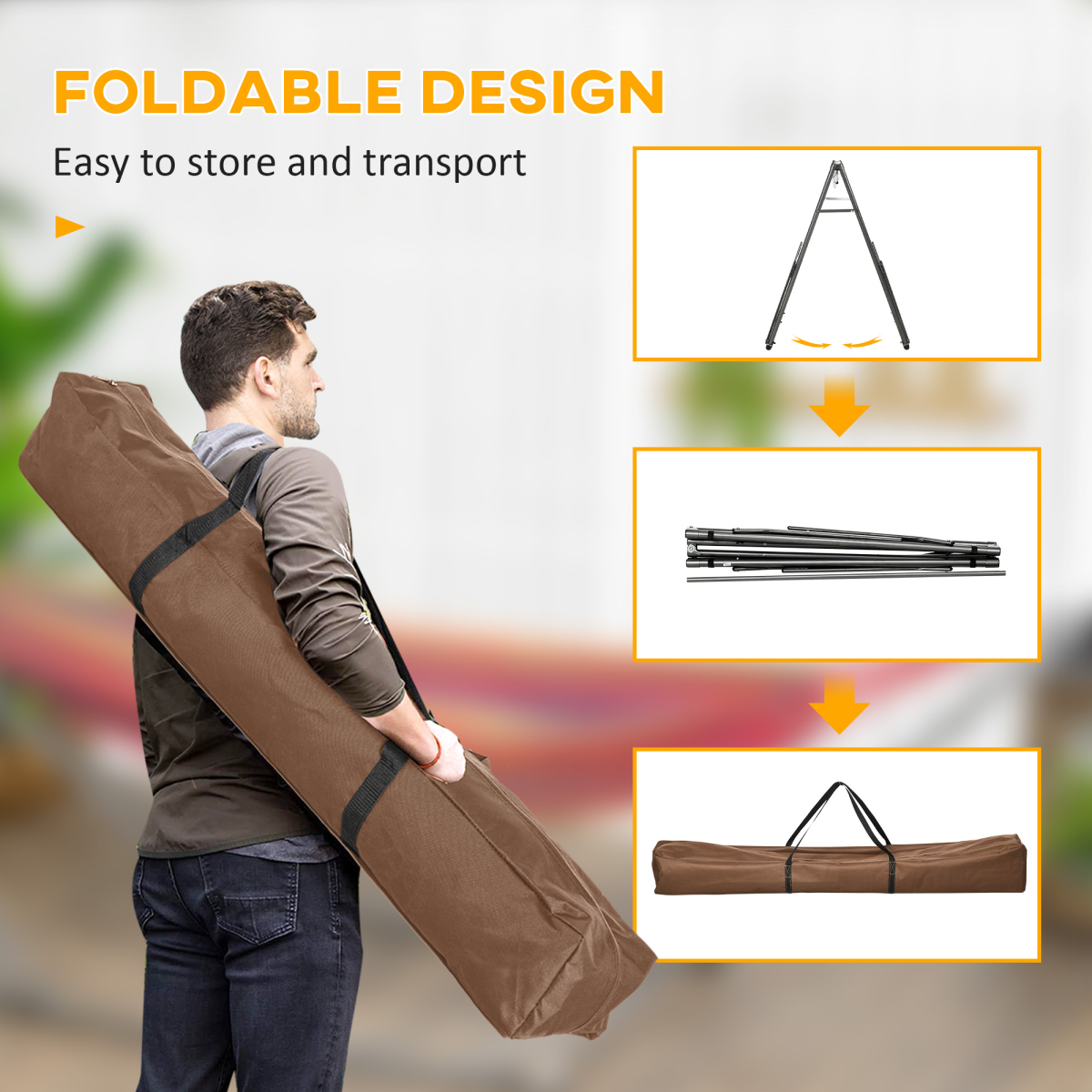 Outsunny Foldable Hammock Stand, 2 in 1 Hammock Net Stand & Clothes Drying Rack