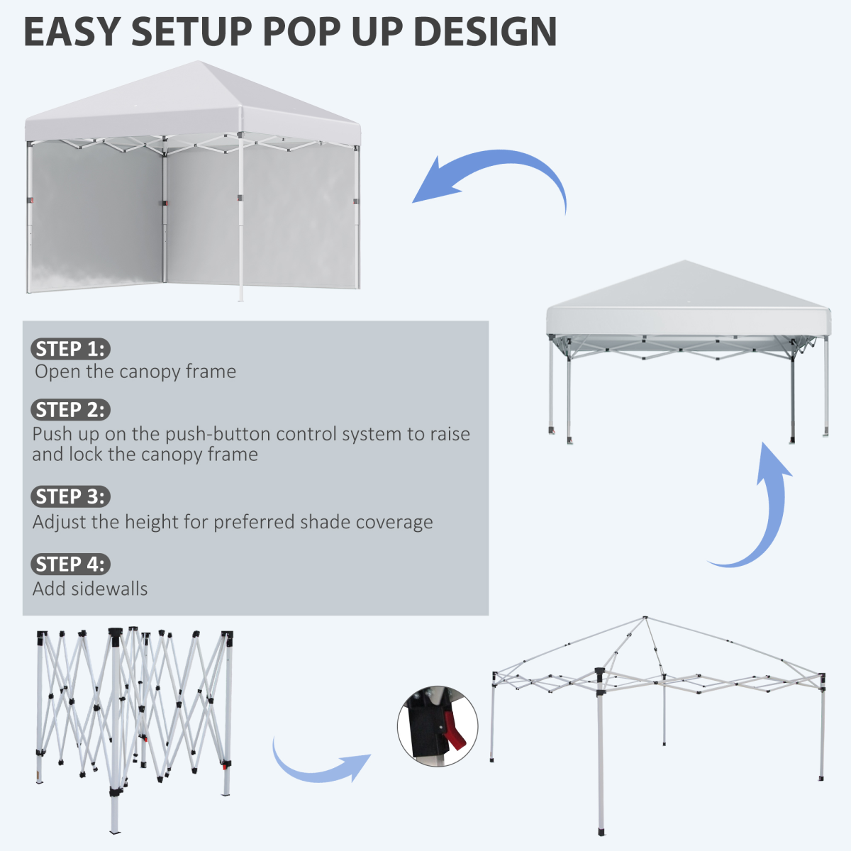 3 x 3 (M) Pop Up Gazebo Event Shelter with 2 Sidewalls, Weight Bags, White