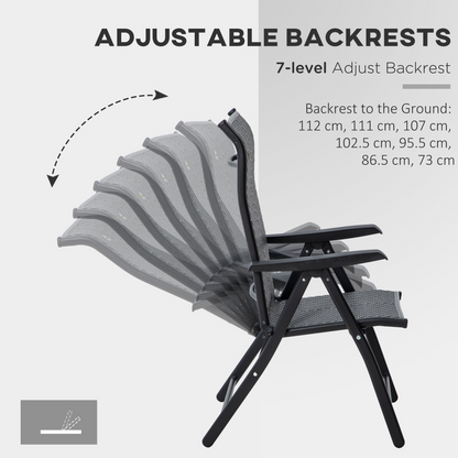 Outsunny Set of 4 Outdoor Rattan Folding Chair Set w/ Adjustable Backrest Grey