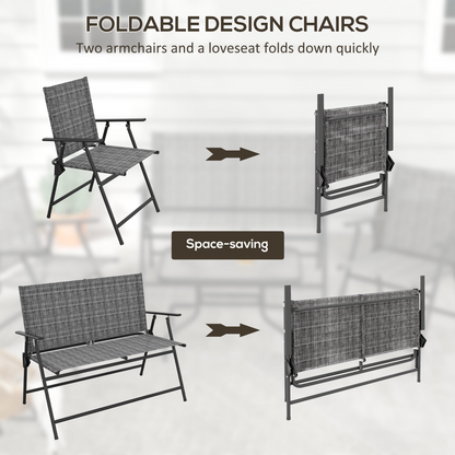 Outsunny Patio Furniture Set, Garden Set with Table, Foldable Chairs, a Loveseat