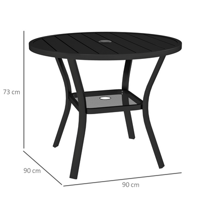 Outsunny 90 cm Garden Dining Table, Round Garden Table with Parasol Hole