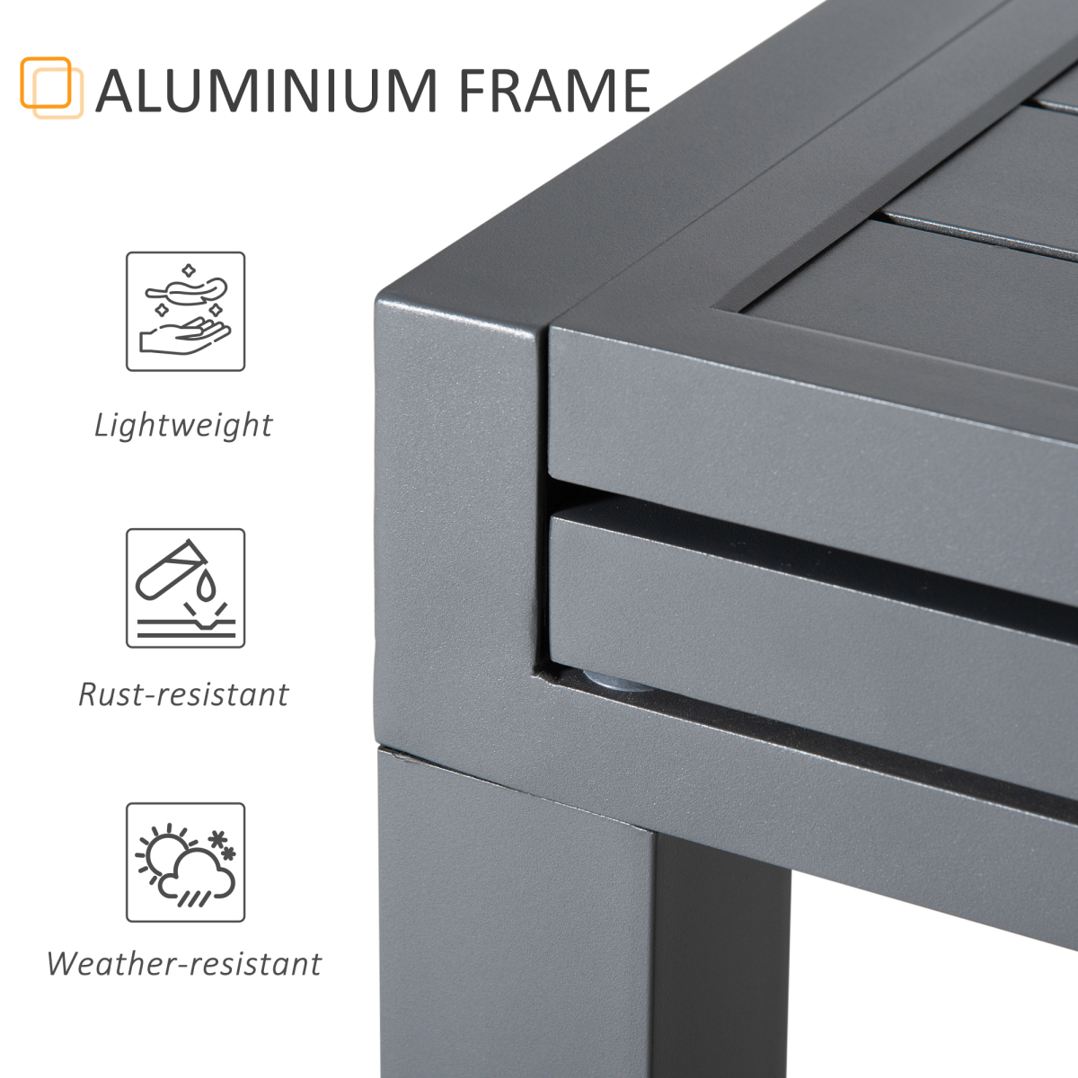 Extendable Garden Table 10 Seater for Lawn Balcony and Backyard Grey Outsunny