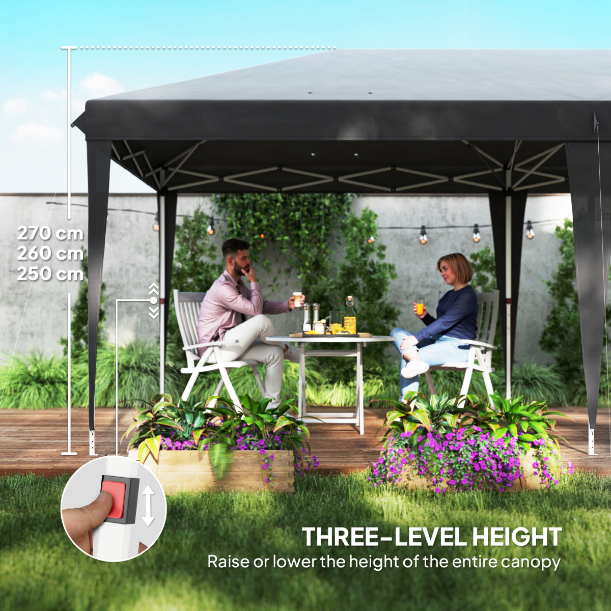 Outsunny 6 x 3(m) Pop Up Gazebo Patio Party Event Heavy Duty Canopy Grey