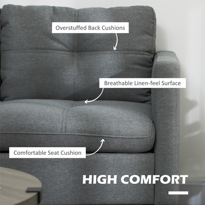 HOMCOM Modern Loveseat Sofa Upholstered 2 Seater Settee for Living Room Bedroom