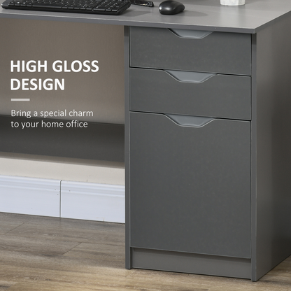 Computer Desk with Drawers, Workstation Grey