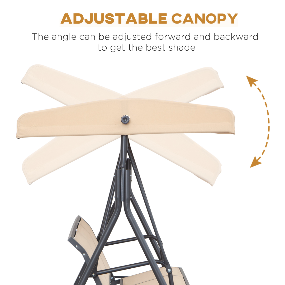 3 Seater Swing Chair Canopy Replacement Steel Frame - Beige