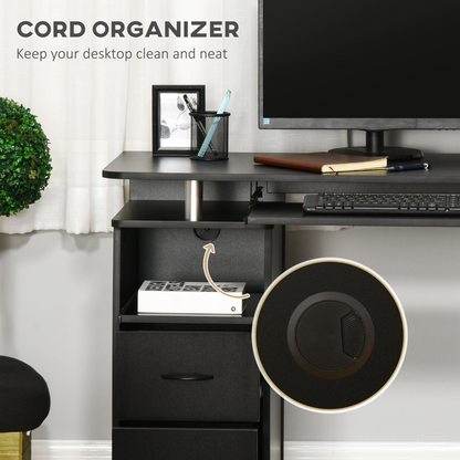 Computer Office Desk Table Workstation w/  Keyboard Tray, Drawer, Black HOMCOM