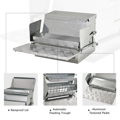 Automatic Chicken Feeder Galvanized Steel Poultry Feeders, 11.5kg of Feeds