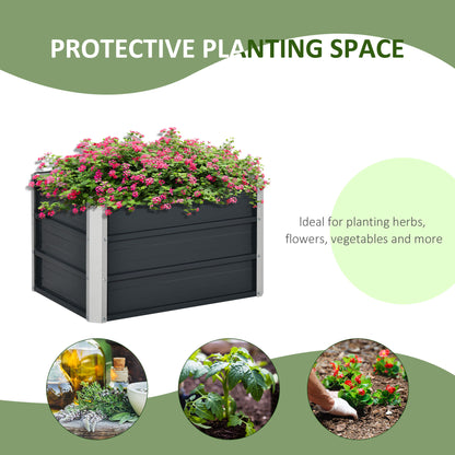 Raised Garden Bed, Elevated Planter Box & Gloves, Grey