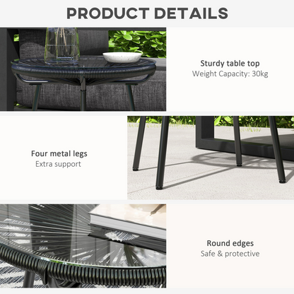 Stylish Rattan Coffee Table with Glass Top for Outdoor Living