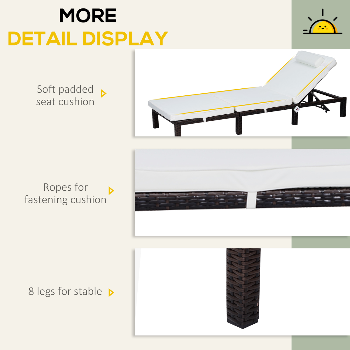 Rattan Sun Lounger Bed-Brown