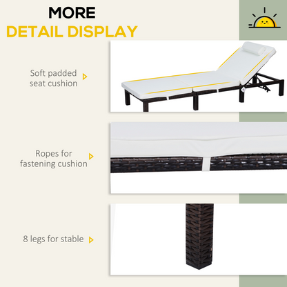 Rattan Sun Lounger Bed-Brown
