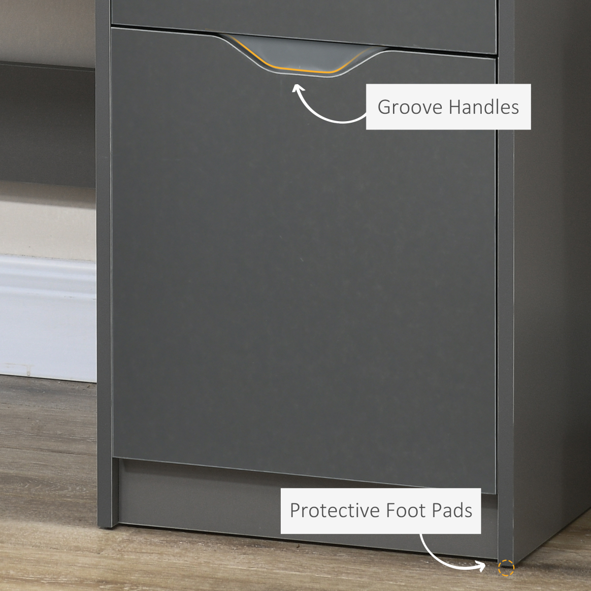 Computer Desk with Drawers, Workstation Grey
