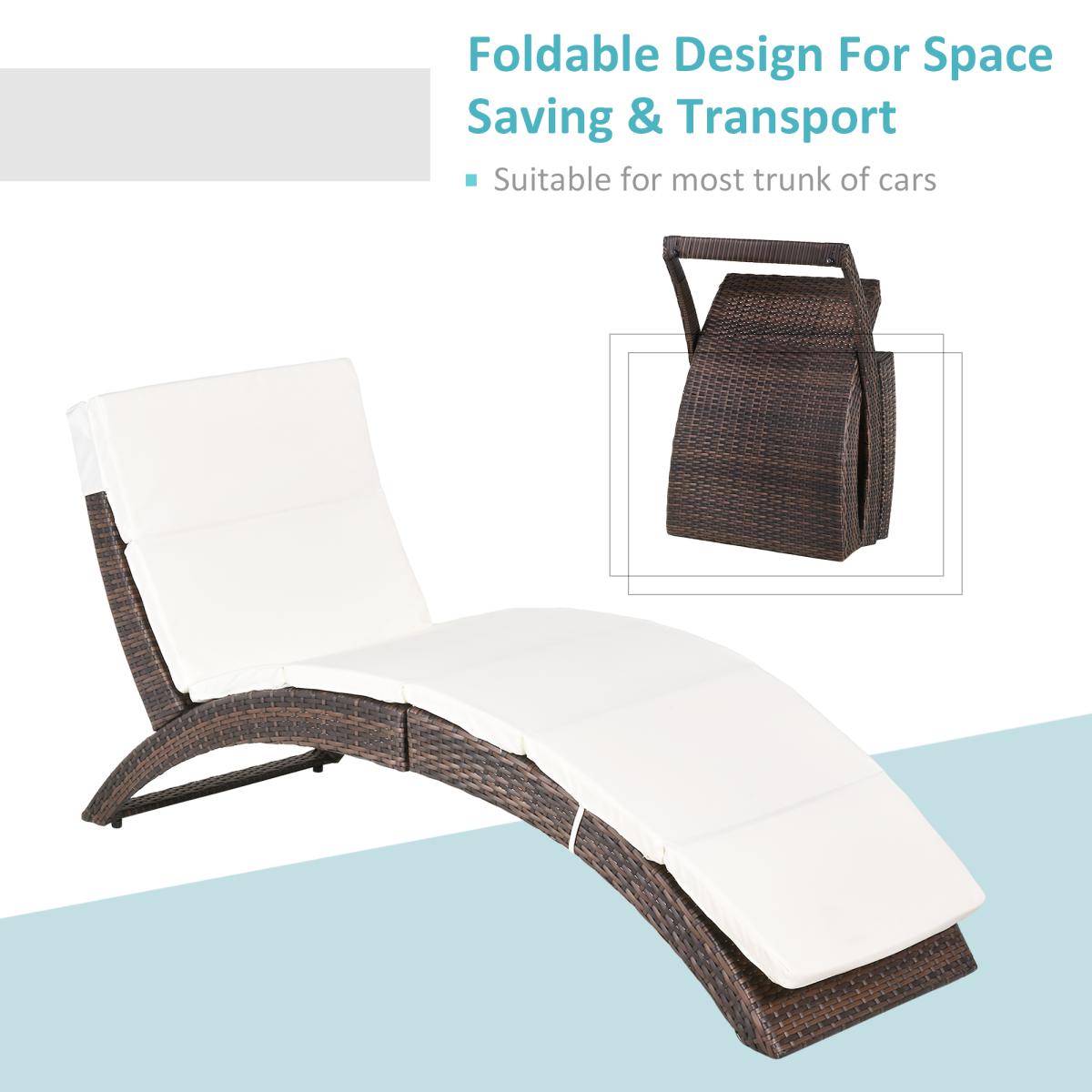 Rattan Folding Sun Lounger Recliner Cushion Wicker Garden Furniture 2 Colours