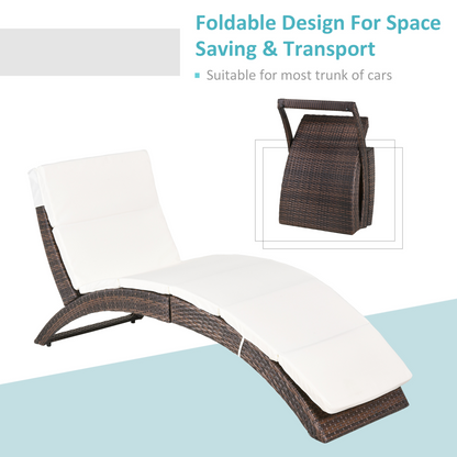 Rattan Folding Sun Lounger Recliner Cushion Wicker Garden Furniture 2 Colours