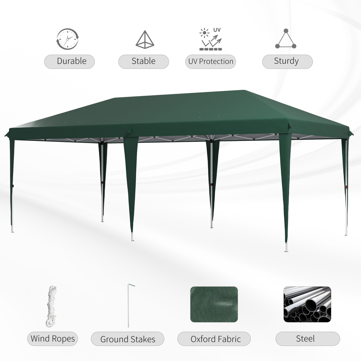 Outsunny 6 x 3(m) Pop Up Gazebo Patio Party Event Heavy Duty Canopy Green