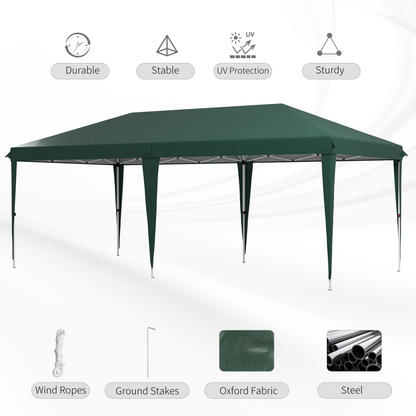 Outsunny 6 x 3(m) Pop Up Gazebo Patio Party Event Heavy Duty Canopy Green