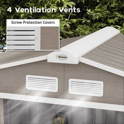 Outsunny Garden Shed with Locking Door, Floor Foundation - Brown