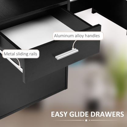 Multi-Storage & Workstation Desk Table Storage Shelves  Office Black HOMCOM