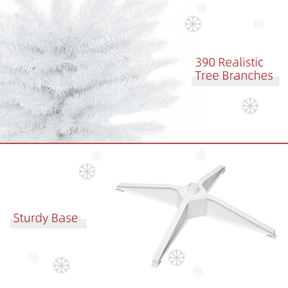 1.8m 6ft Artificial Pine Pencil Slim Christmas Tree with 390 Branch Tips White