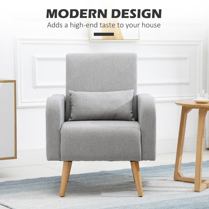 Nordic Leisure Lounge Sofa Accent Chair with Pillow for Bedroom Grey