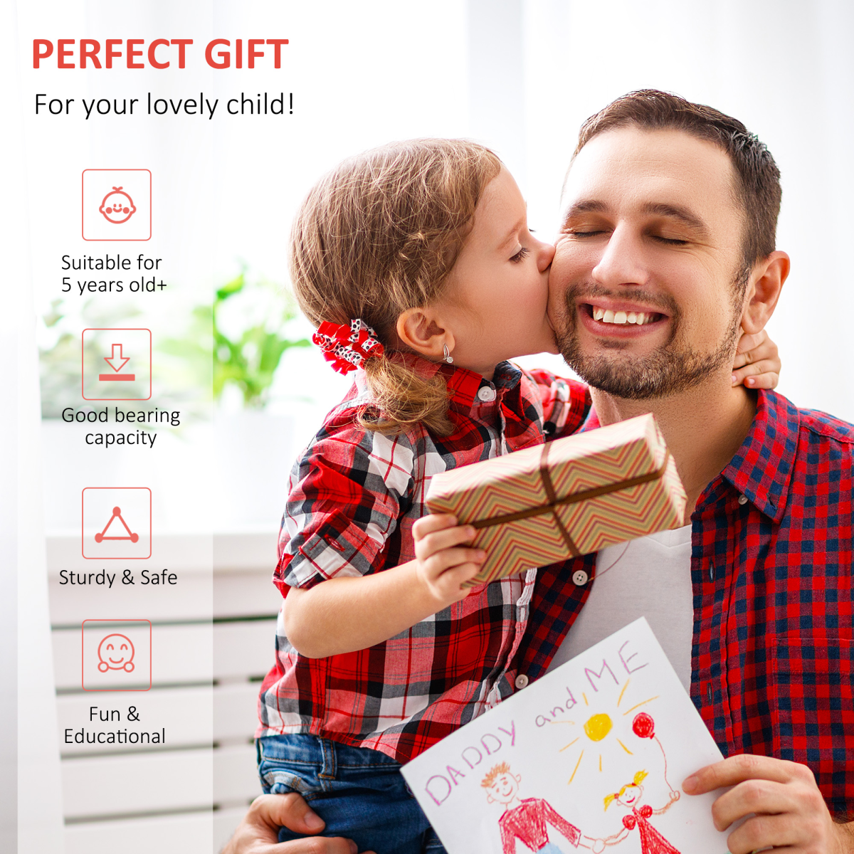 HOMCOM 75-80cm Kids Kick Scooter Adjustable Handlebar Inflatable Wheels Black