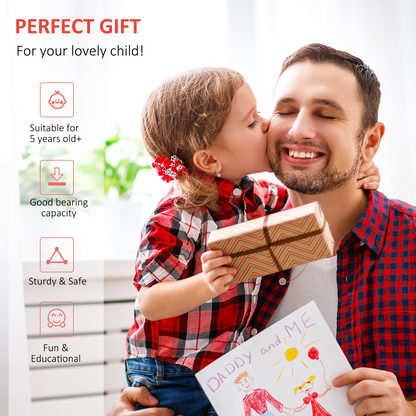 HOMCOM 75-80cm Kids Kick Scooter Adjustable Handlebar Inflatable Wheels Black