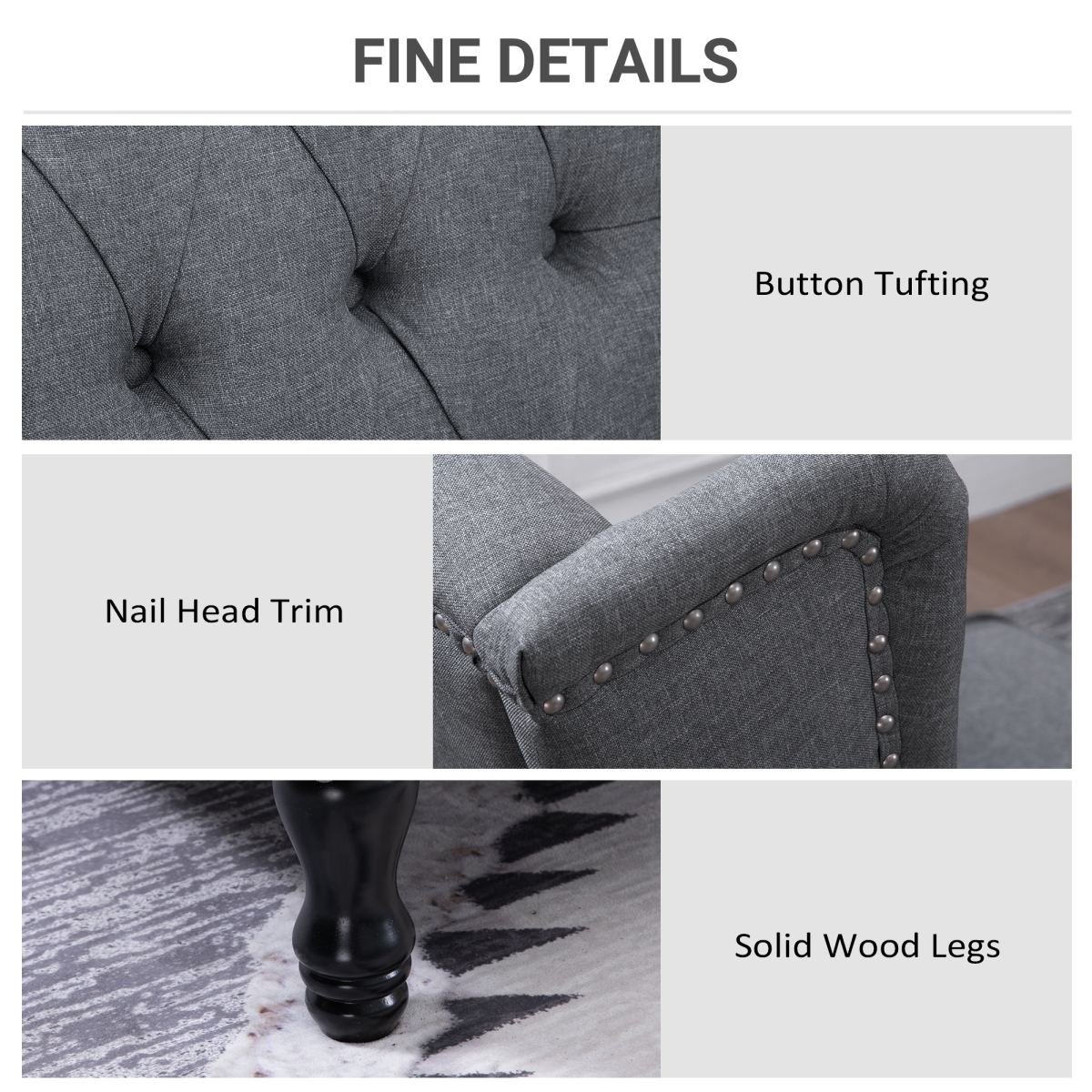 Recliner Armchair for Living Room Fabric Reclining Chair w/ Footrest Light Grey