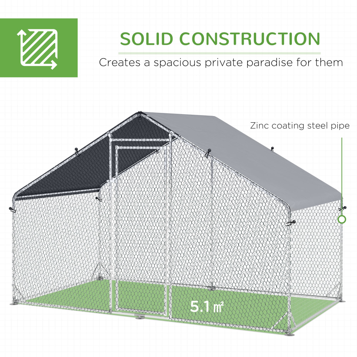 PawHut Walk In Chicken Run Large Galvanised Chicken Coop with Cover