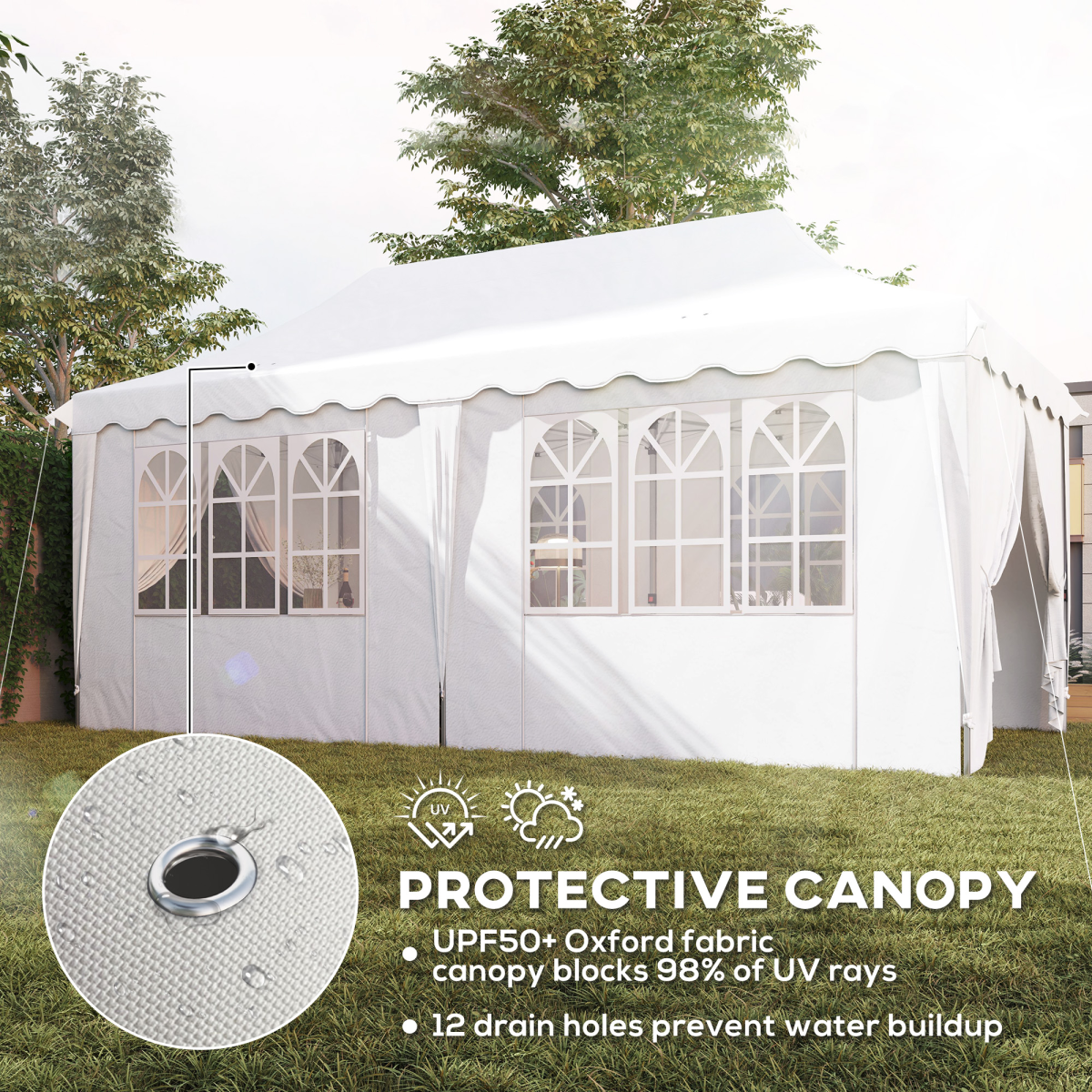 Outsunny 3 x 6m Pop Up Gazebo with Sides and Carry Bag, UPF50+, White