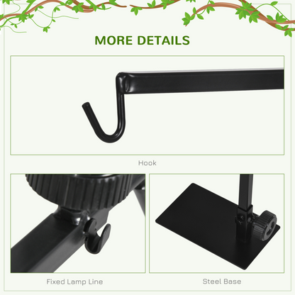 PawHut Reptile Lamp Stand, Adjustable Lamp Holder with Hook Hanging Base