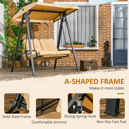 Outsunny 2 Seater Garden Outdoor Swing Chair Hammock with Adjustable Canopy