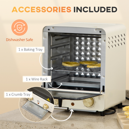 HOMCOM Convection Mini Oven Toaster Oven with Baking Tray Wire Rack Crumb Tray