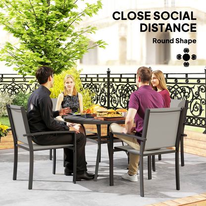 Outsunny 5 Piece Garden Furniture Set with Round Table & 4 Stackable Chairs