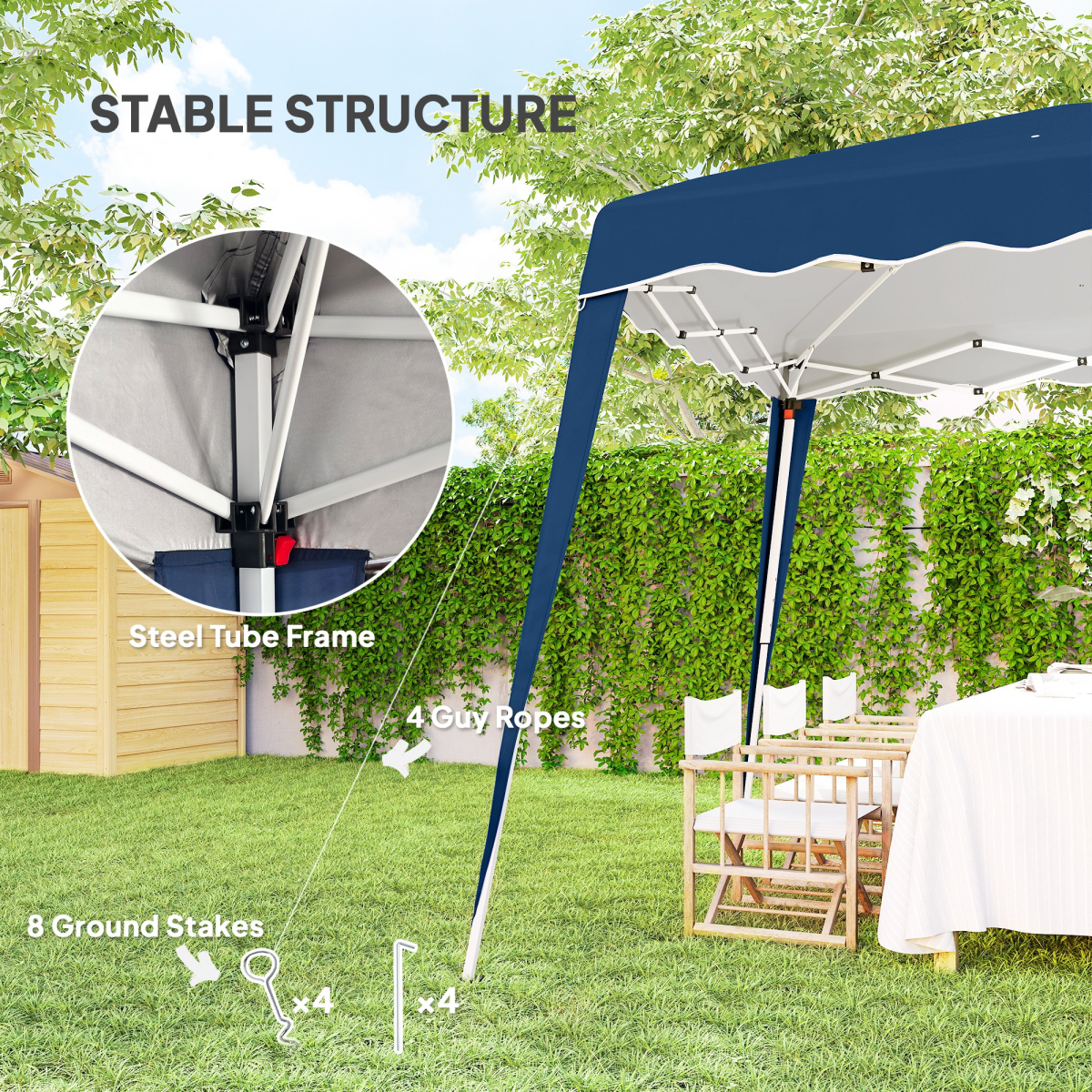 Outsunny Garden Pop up Gazebo Tent Party Water-resistant 2.5 x 2.5M Blue