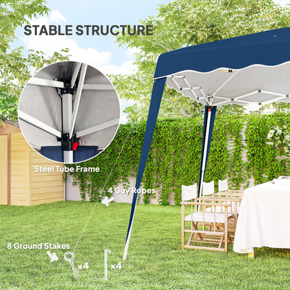 Outsunny Garden Pop up Gazebo Tent Party Water-resistant 2.5 x 2.5M Blue