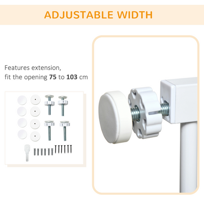 Pressure Fit Safety Gate for Doors, Dog Gate Auto Close, 75-103 cm White PawHut