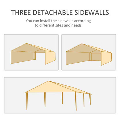 6m x 3m Garden Gazebo Marquee Canopy Party Tent Canopy Patio Black