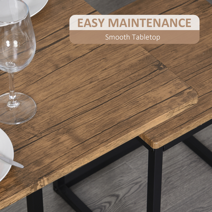 MDF Topped Steel 5-Piece Dining Set Dining Table with 4 Stools Black/Brown