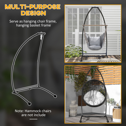 Outsunny Hammock Chair Stand with Metal Frame C Shape Hammock Stand Only, Black