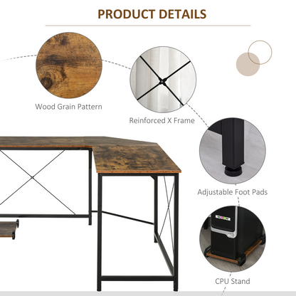 Corner L-Shape Computer Desk Gaming PC Workstation for Home Office