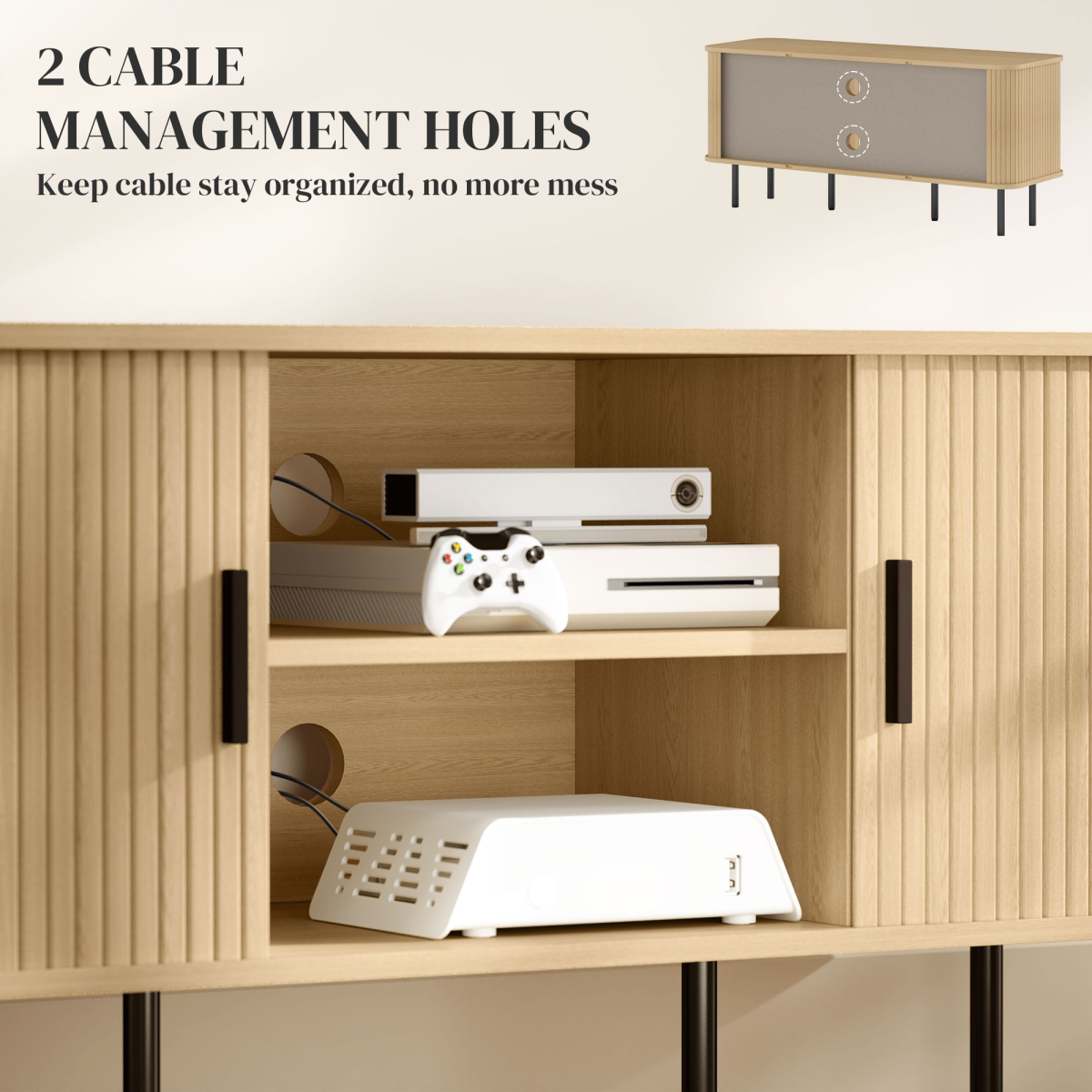 HOMCOM TV Unit for Living Room, TV Stand, Oak Tone