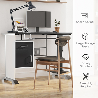 Computer Desk Drawer PC Writing Wooden Workstation Keyboard Black HOMCOM